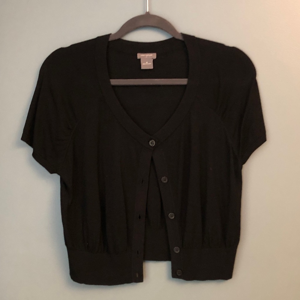 Ann Taylor Silk/Cotton Blend Lightweight Sweater Black Size M